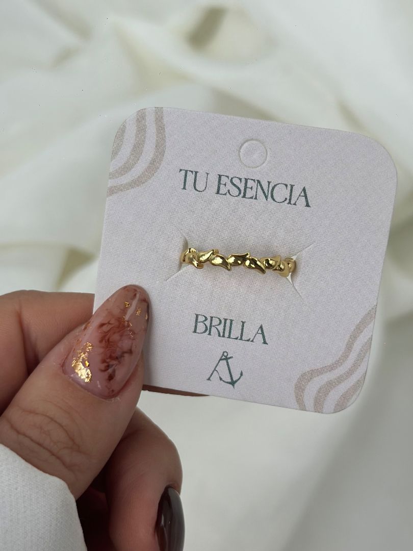 Anillo línea hojas 