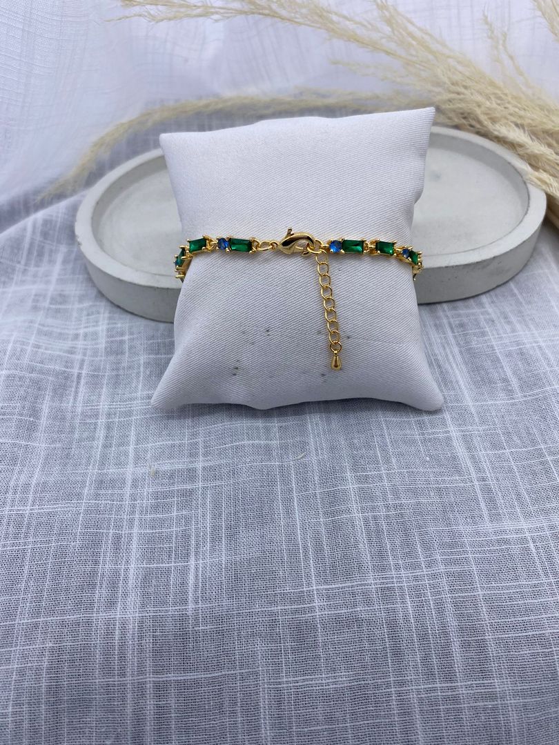 Pulsera, piedra verde, oro rosa, covergold 