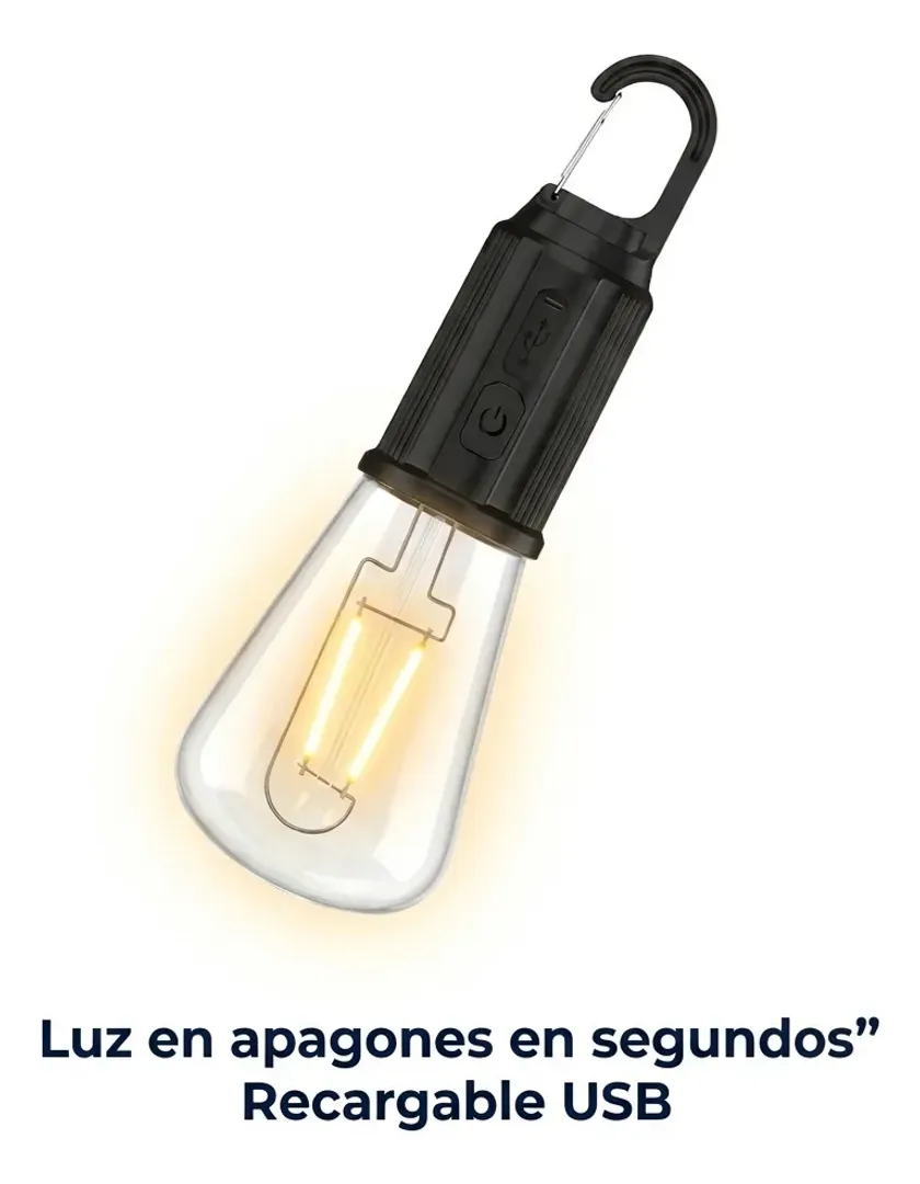 BOMBILLO LED RECARGABLE VINTAGE 3 MODOS LUZ CAMPING PORTATIL