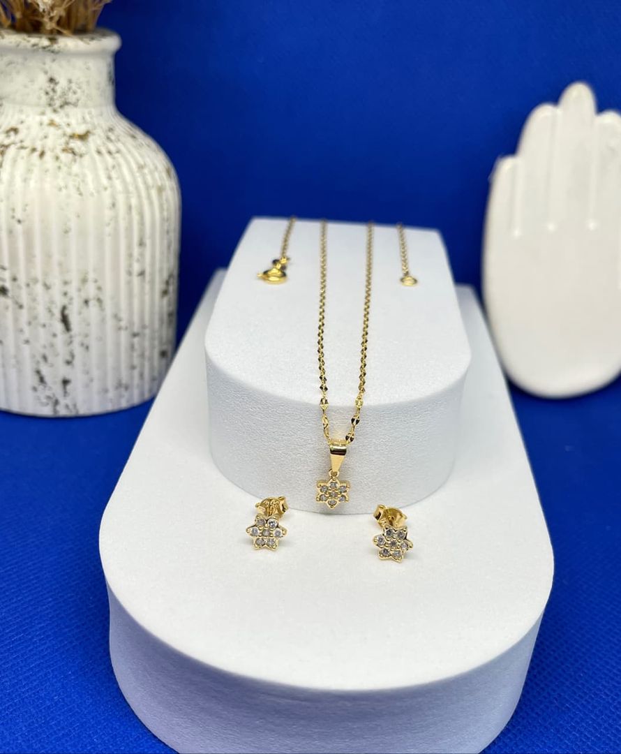 Set conjunto cadena aros 45cm + conjunto flor cristal 6mm