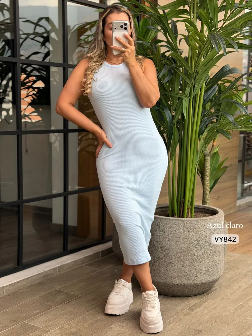 VESTIDO HILO SISO LARGO VY842