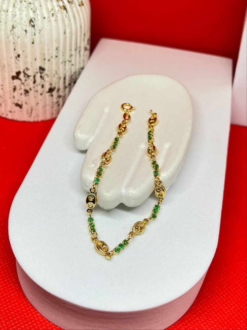 Pulsera gucci tri-circon verde de 18cm y 3mm