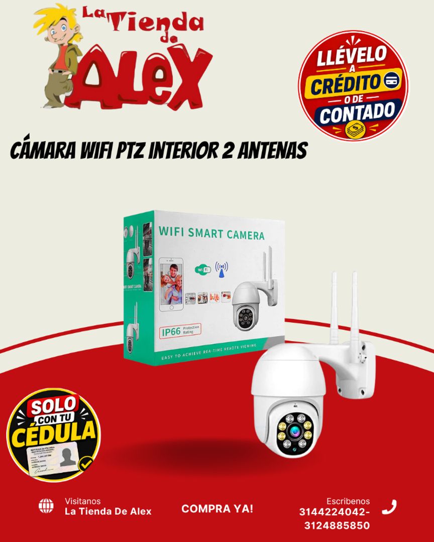 Cámara WiFi PTZ interior 2 antenas