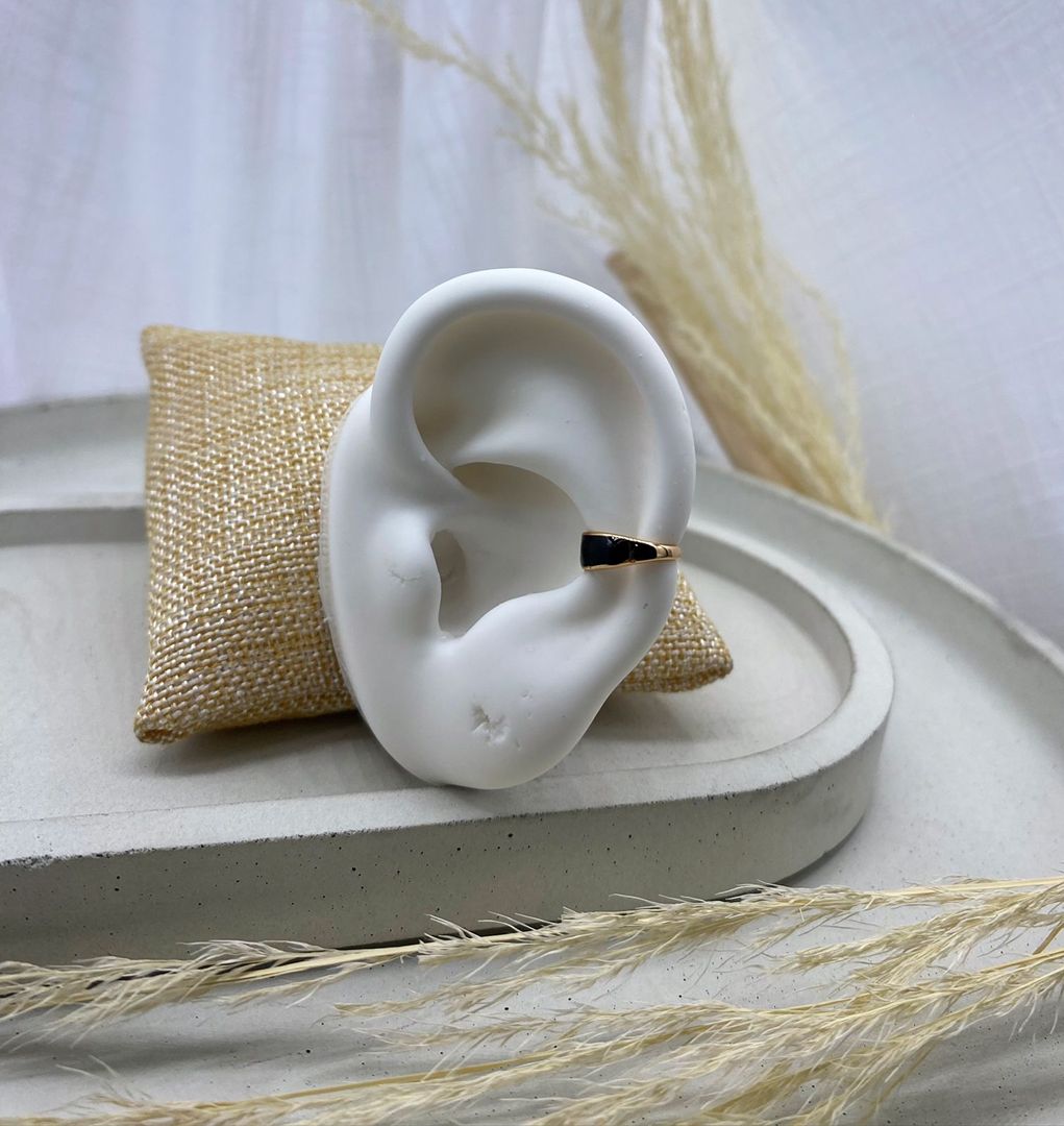 Earcuff, negro, oro rosa, covergold 