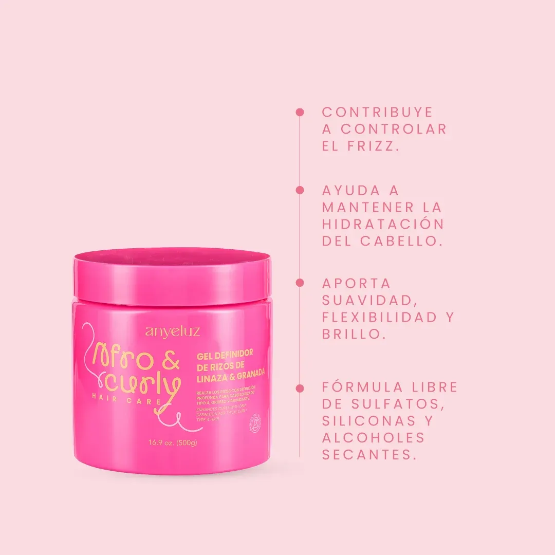 Gel definidor de rizos con linaza y granada 