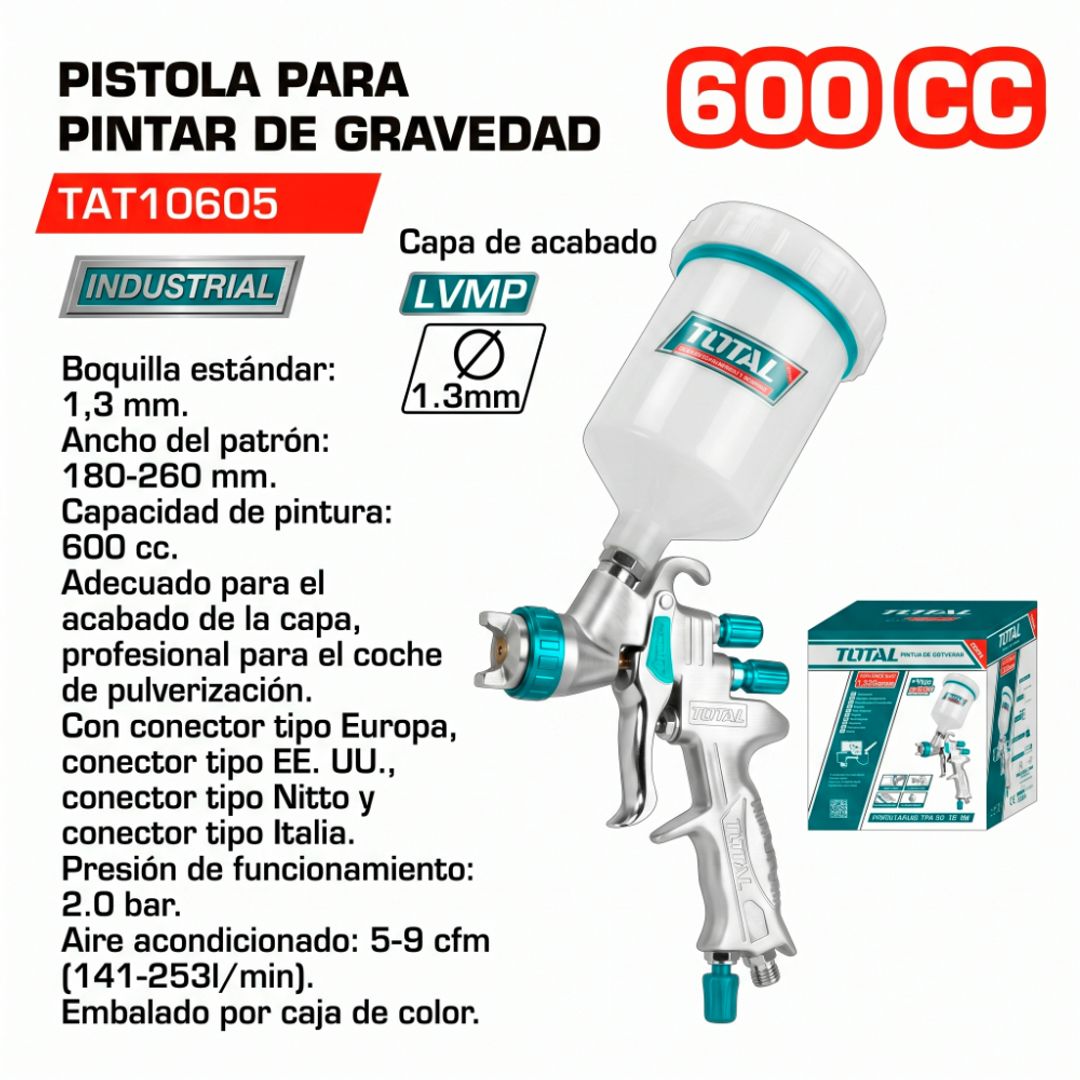 PISTOLA PARA PINTAR DE GRAVEDAD 600CC 1.3MM   PROFESIONAL