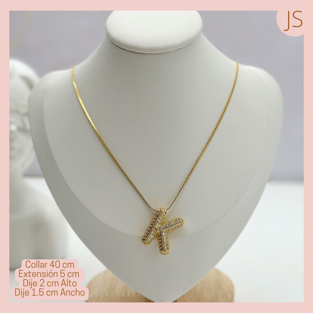 Lindo Collar Inicial K Acero Micro-circonado