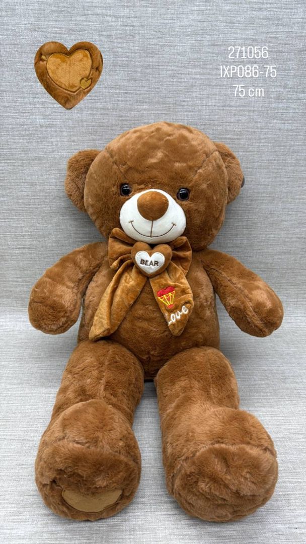 OSO CAFE PATAS LARGAS CON LAZO BORDADO BEAR 75 CM