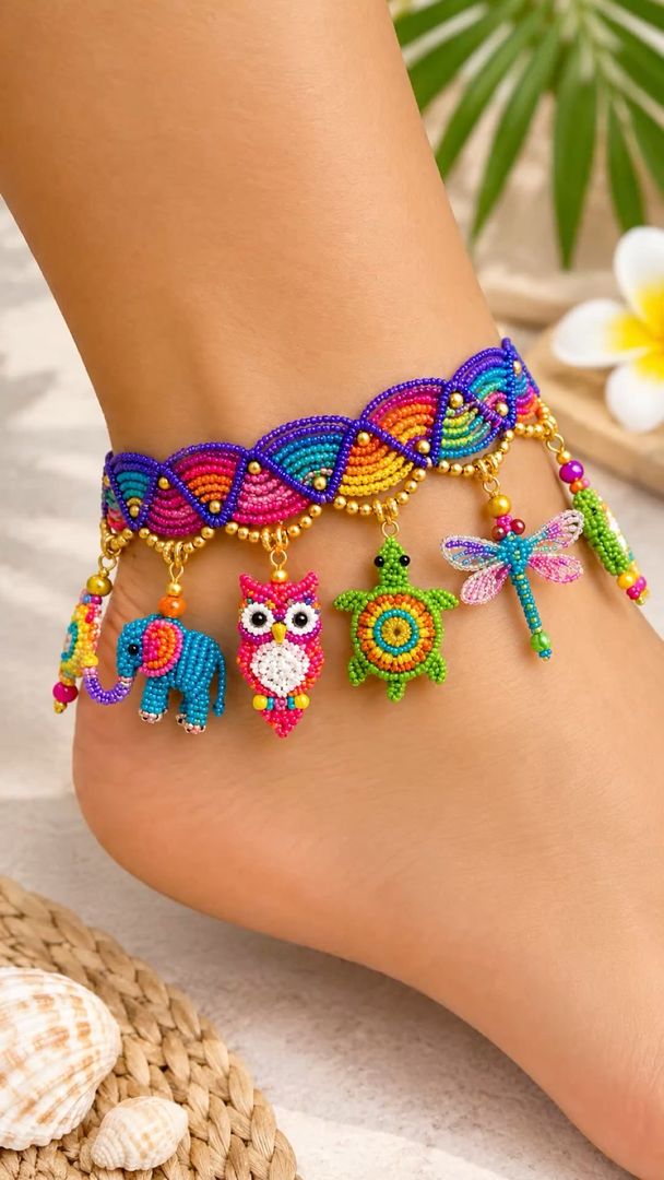 Tobillera Arcoíris Tropical – Dijes de Animales