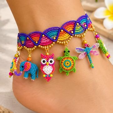 Imagen del producto Tobillera Arcoíris Tropical – Dijes de Animales