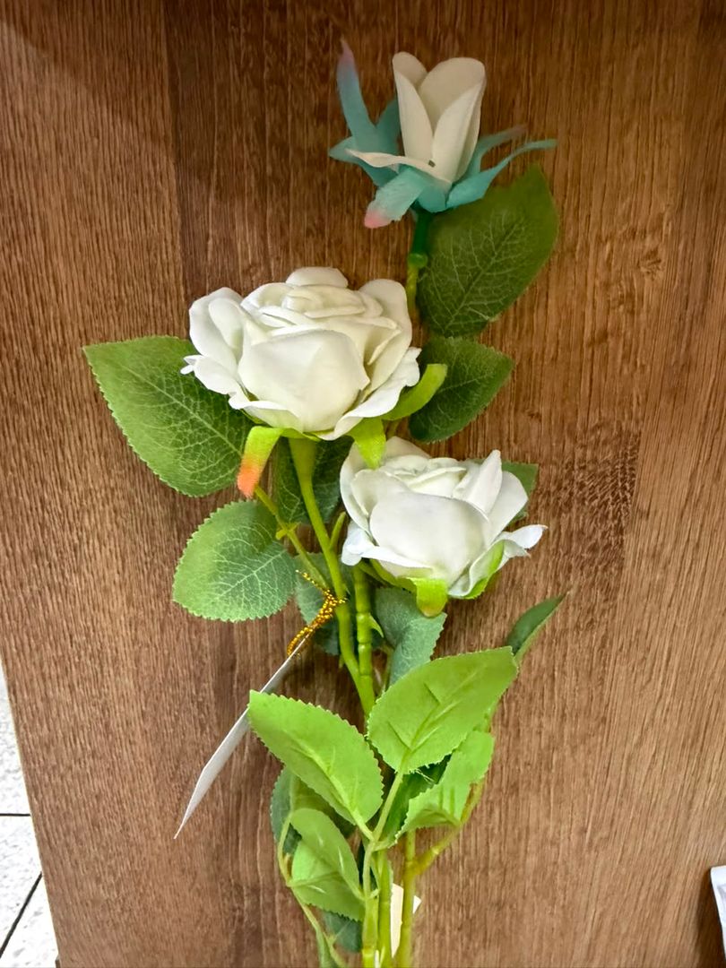 VARA DE ROSA X 2 CON BOTON BLANCA