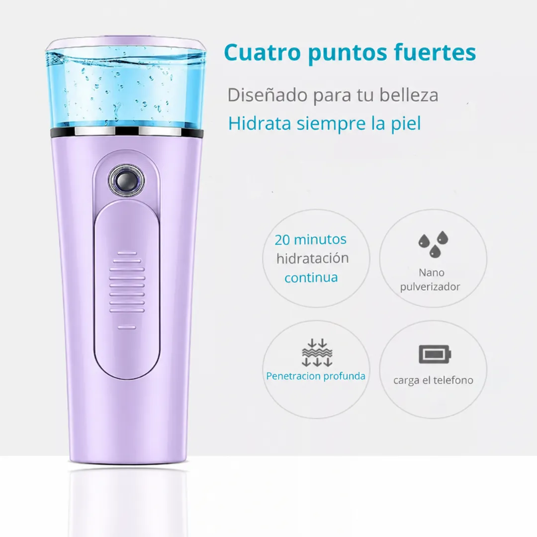 HUMIDIFICADOR SPRAY FACIAL REFRESCANTE RECARGABLE