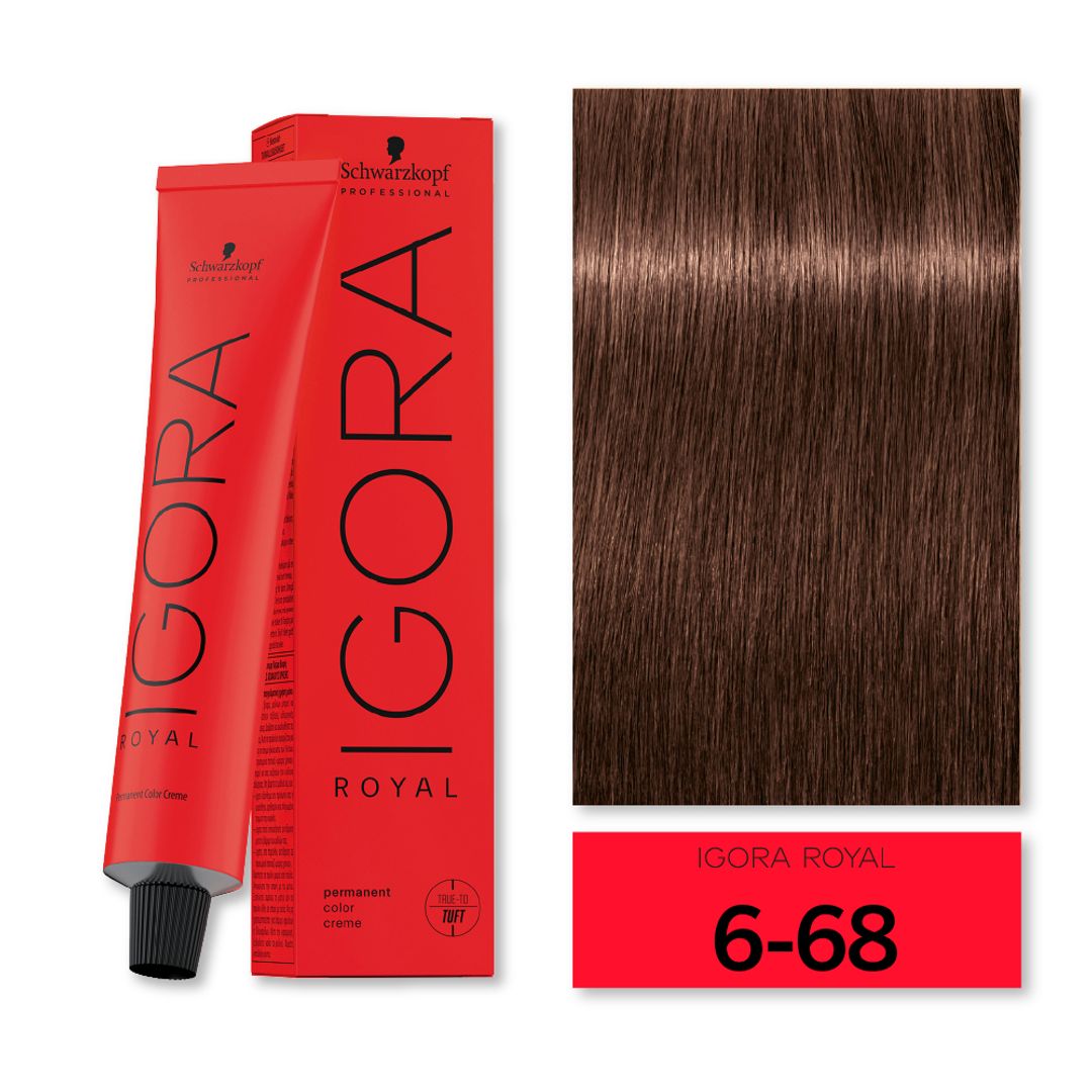 TINTE IGORA ROYAL RUBIO OSCURO MARRON ROJO 6-68