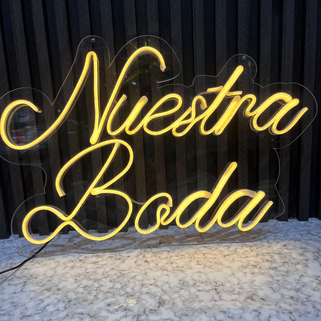 LETRERO NUESTRA BODA NEÓN FLEX