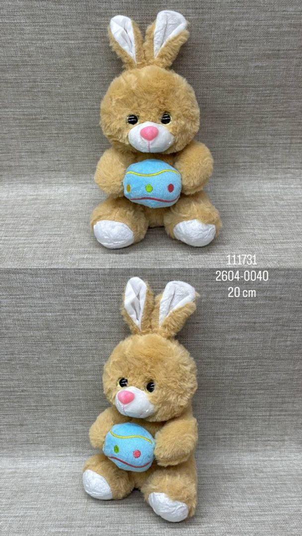 CONEJO BEIGE CON PELOTA DE 20 CM 