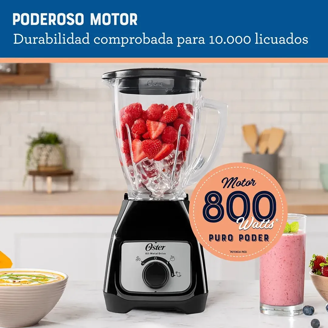 LICUADORA OSTER VASO DE VIDRIO PERILLA NEGRA KALIMAN