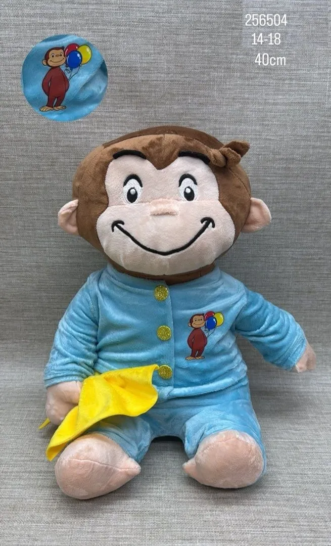 MONO JORGE EL CURIOSO CON PIJAMA AZUL CELESTE 40CM