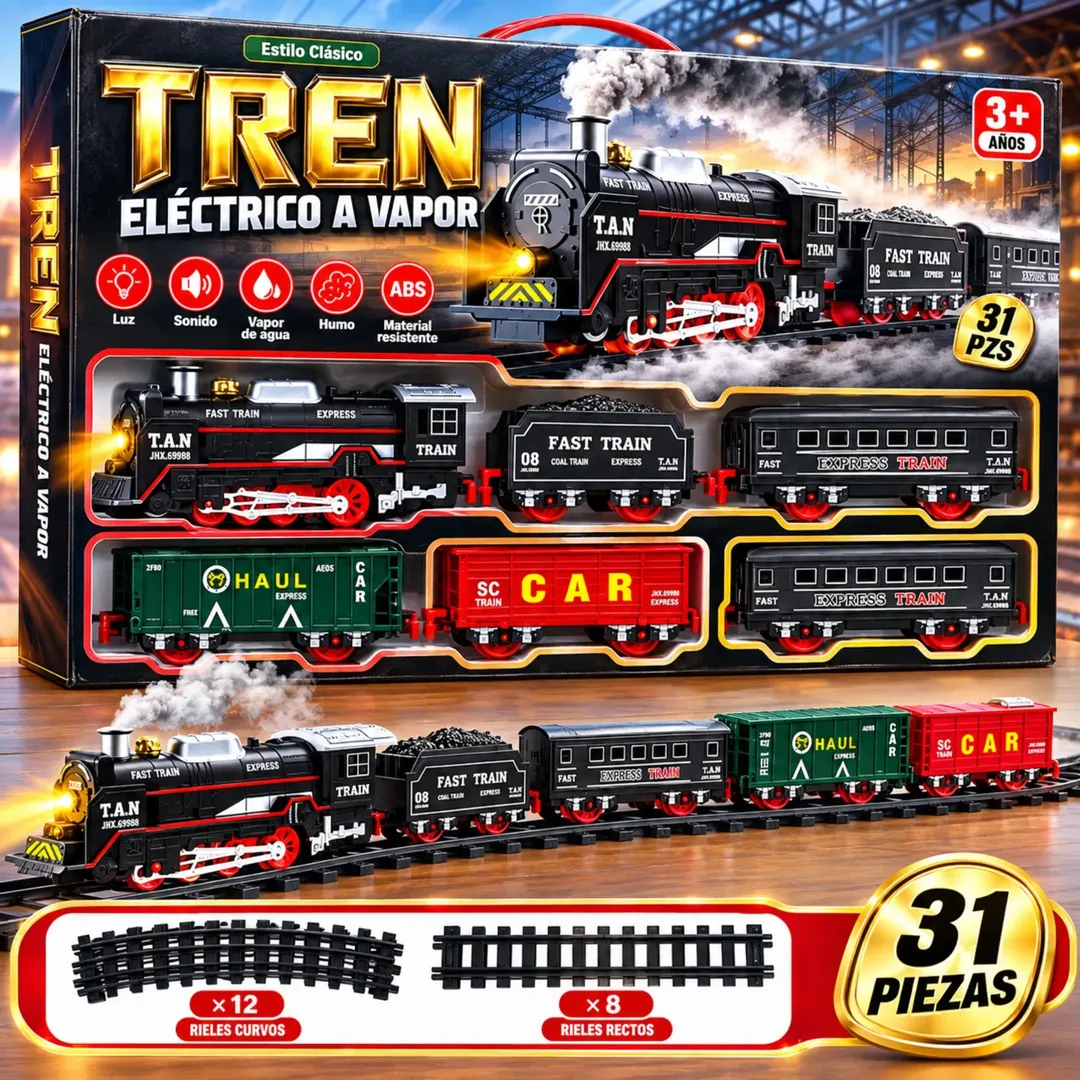 TREN ELECTRICO A VAPOR NAVIDEÑO 31 PCS