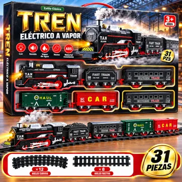 TREN ELECTRICO A VAPOR NAVIDEÑO 31 PCS - imagen 1