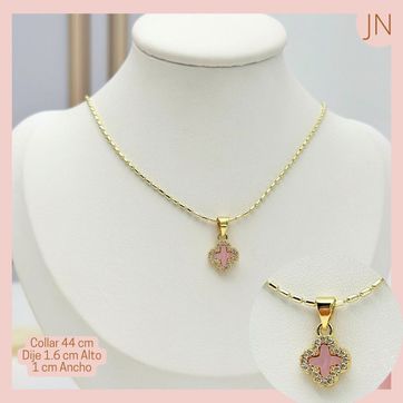 Imagen del producto Collar Rodio Trébol Rosado