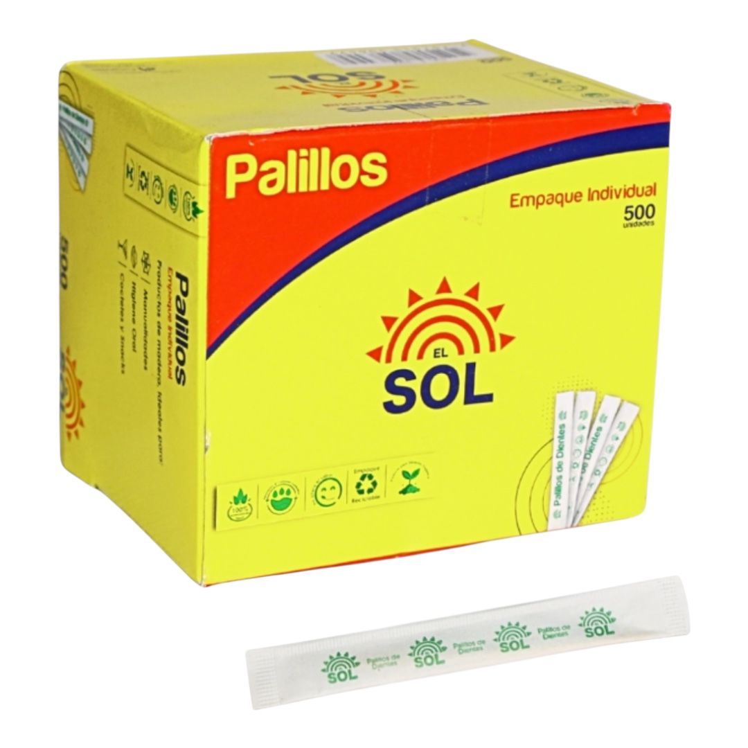  U. PALILLO REDONDO DOBLE PUNTA EMP. IND. X 500 UND 