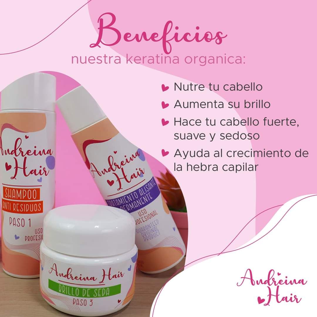 Kit de keratina orgánica “Andreina Hair”  500ML