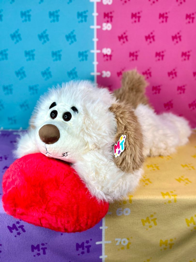 Perro acostado corazon x3 80cm PLS