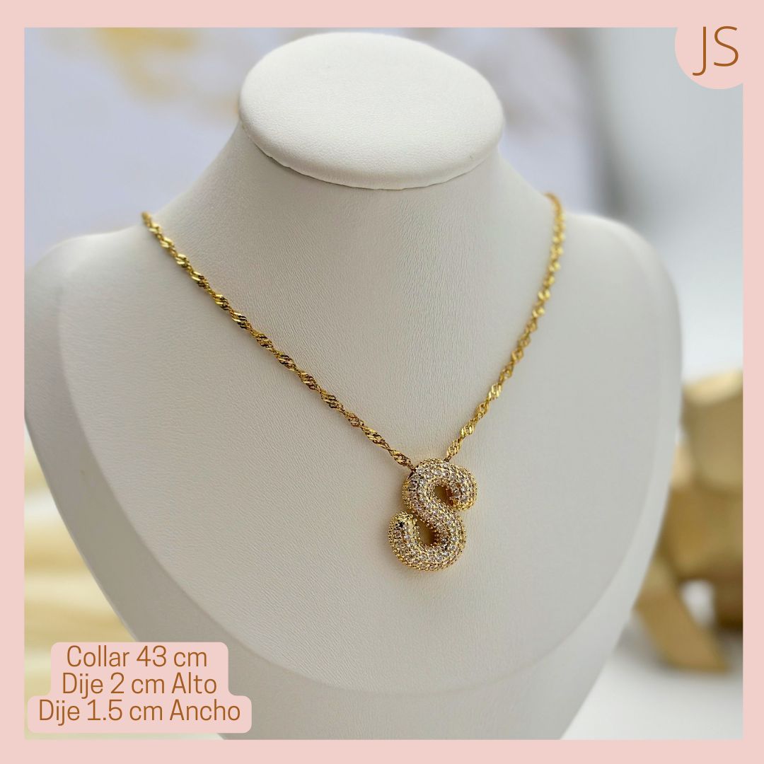 Lindo Collar Inicial S Rodio Microcirconado