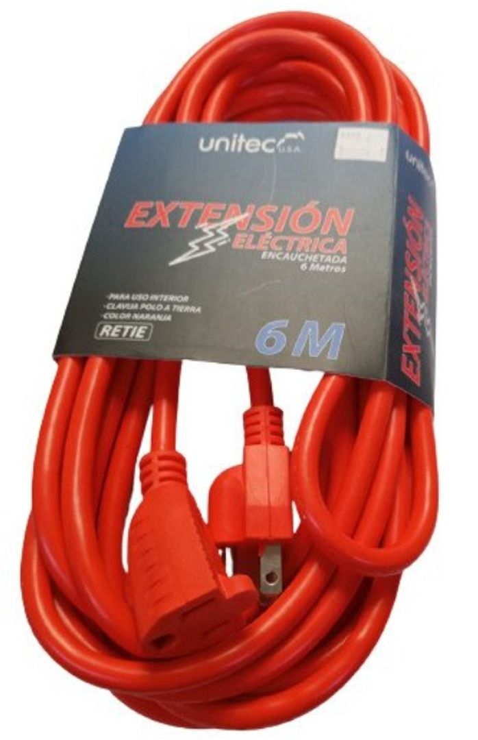Extensión eléctrica encauchetada 6mts Unitec