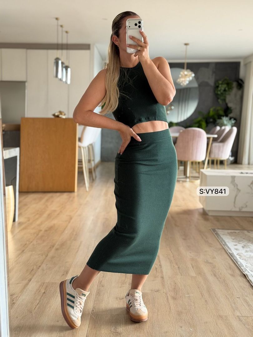 SET RIB BLUSA CIZA Y FALDA VY841