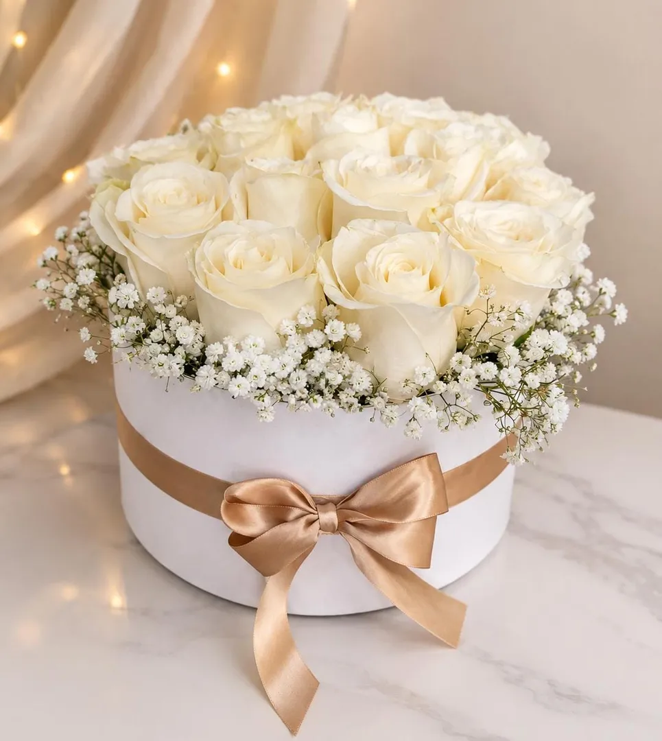 caja rosas blancas
