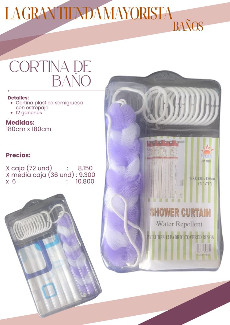 Cortinas de baño x 60