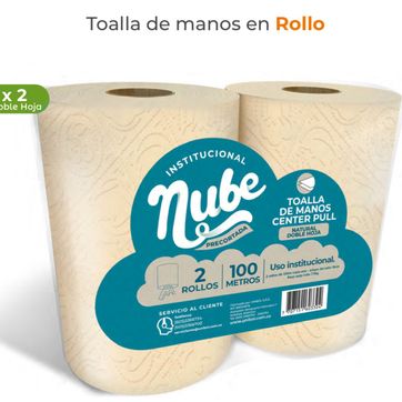 Imagen del producto J. TOALLA MANOS ROLLO CENTER PULL NUBE NATURAL X 100 MTS PAQ X 2 ROLLOS