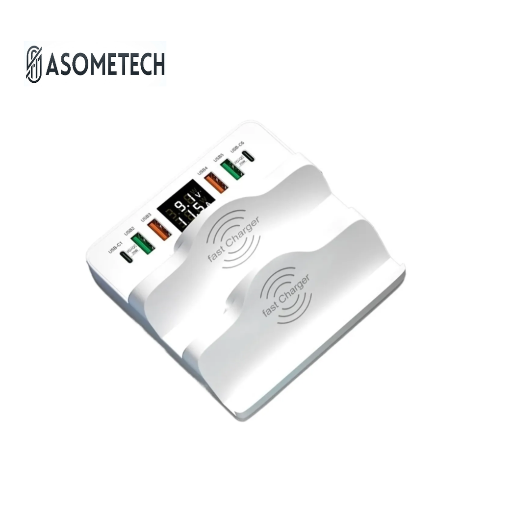 MULTITOMA 6PORT+PD+QC ASOMETECH 80W (4 USB- 2 TC) 