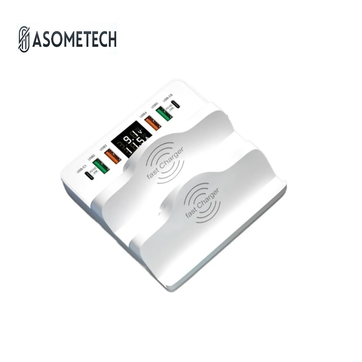 Imagen del producto MULTITOMA 6PORT+PD+QC ASOMETECH 80W (4 USB- 2 TC) 