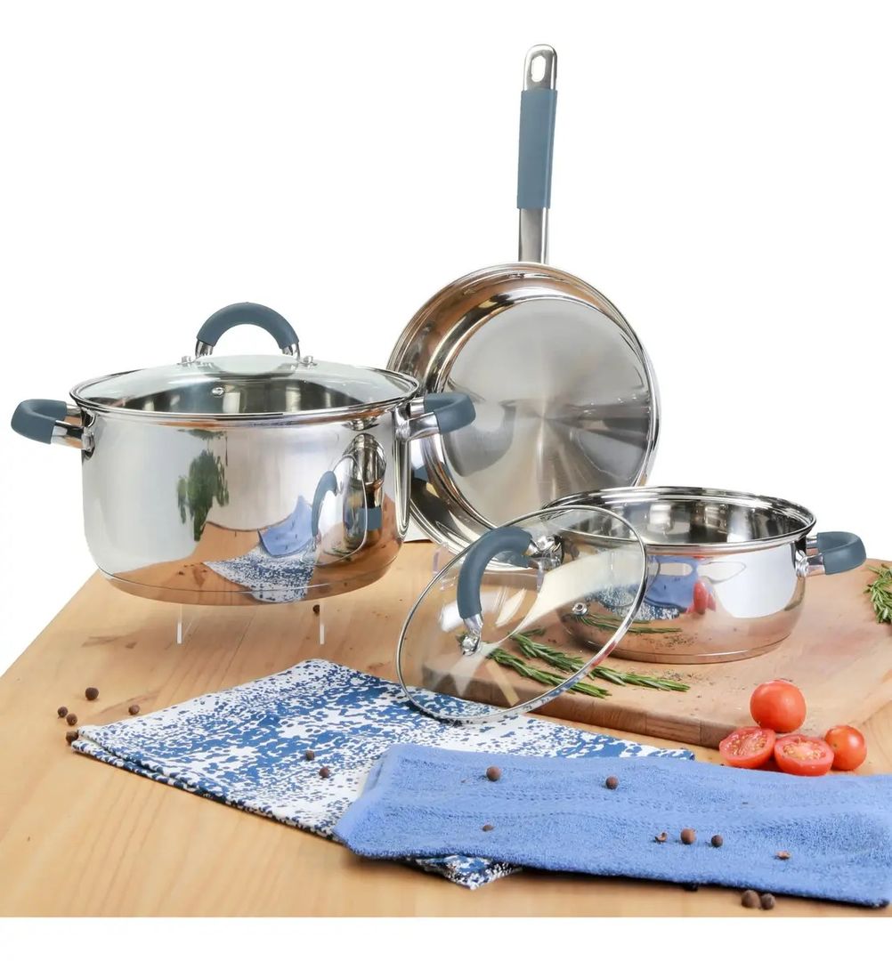 BATERÍA DE OLLAS HOME ELEMENTS ACERO INOXIDABLE 5 PIEZAS
