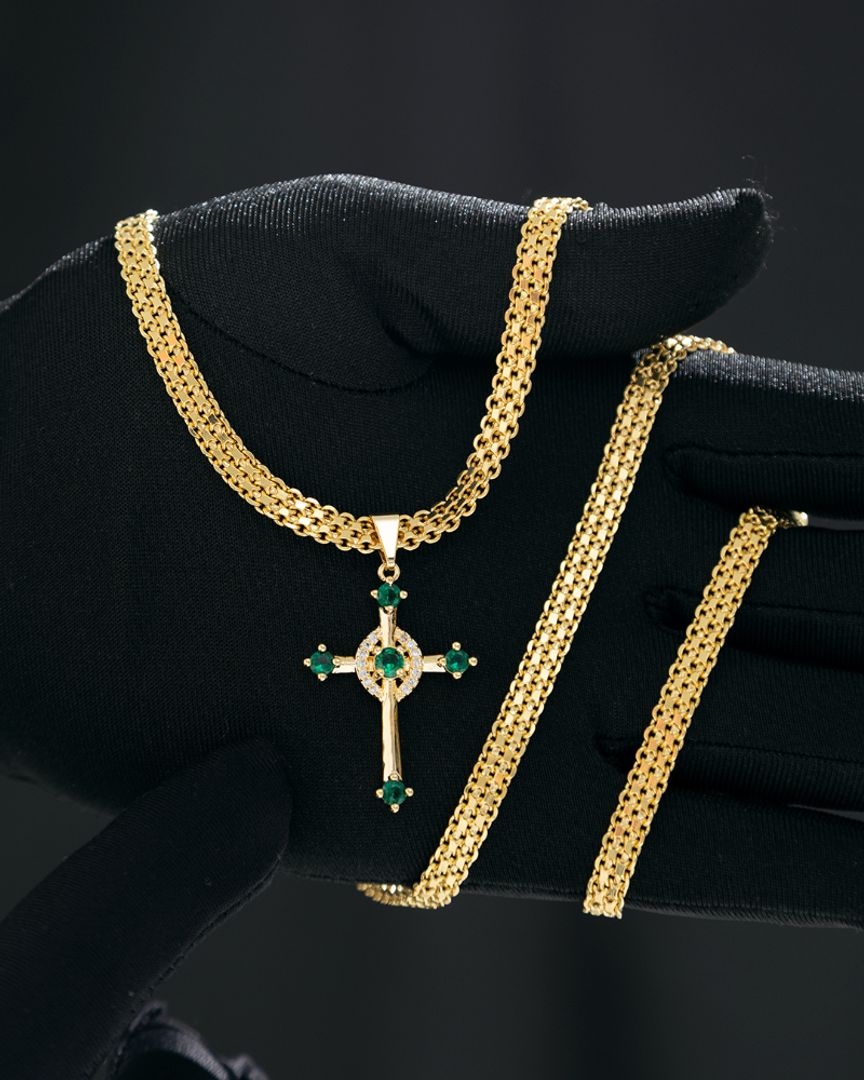 Cadena chino doble y dije 