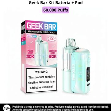 Imagen del producto Geek Bar Kit Strawberry Mint Candy 60.000 Puffs Bateria Y Pod