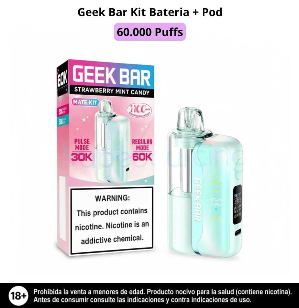 Geek Bar Kit Strawberry Mint Candy 60.000 Puffs Bateria Y Pod