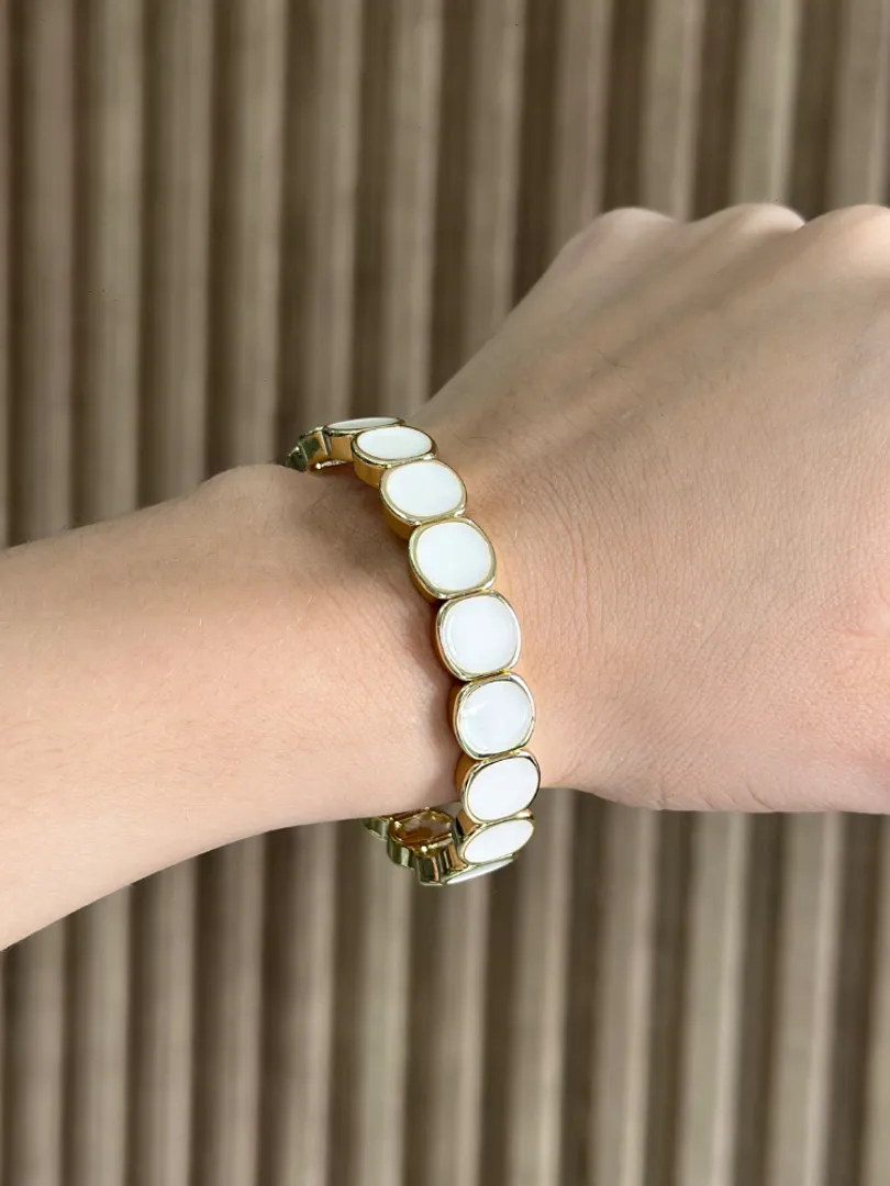 Pulsera cuadros beige 