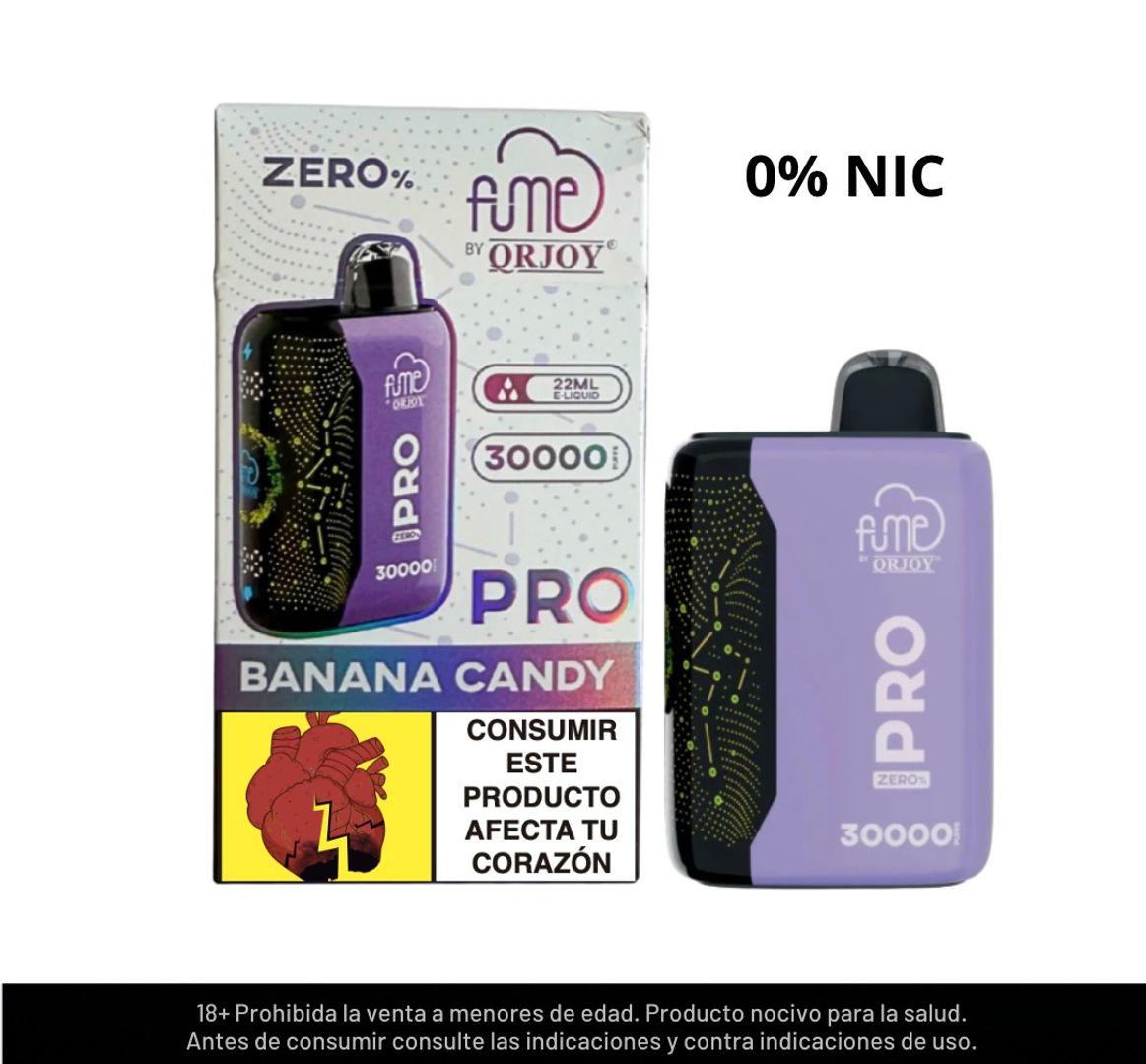 Fume Pro Zero Banana Candy 30.000 Pufs Sin Nicotina