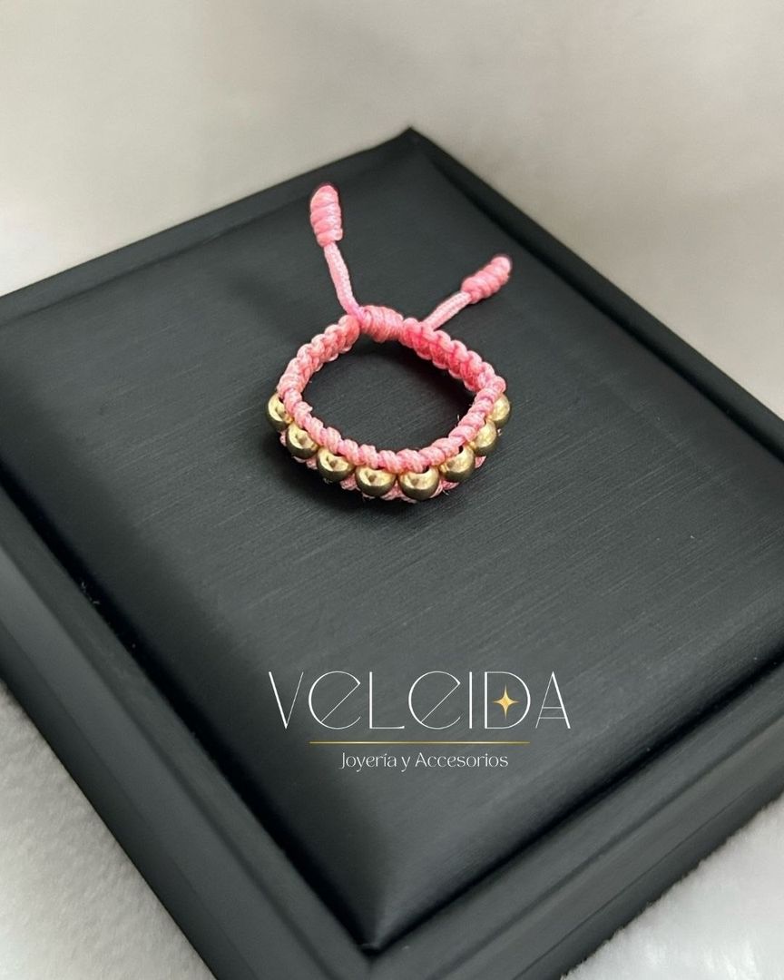 ANILLO ARTESANAL DOBLE CARRIL ROSADO