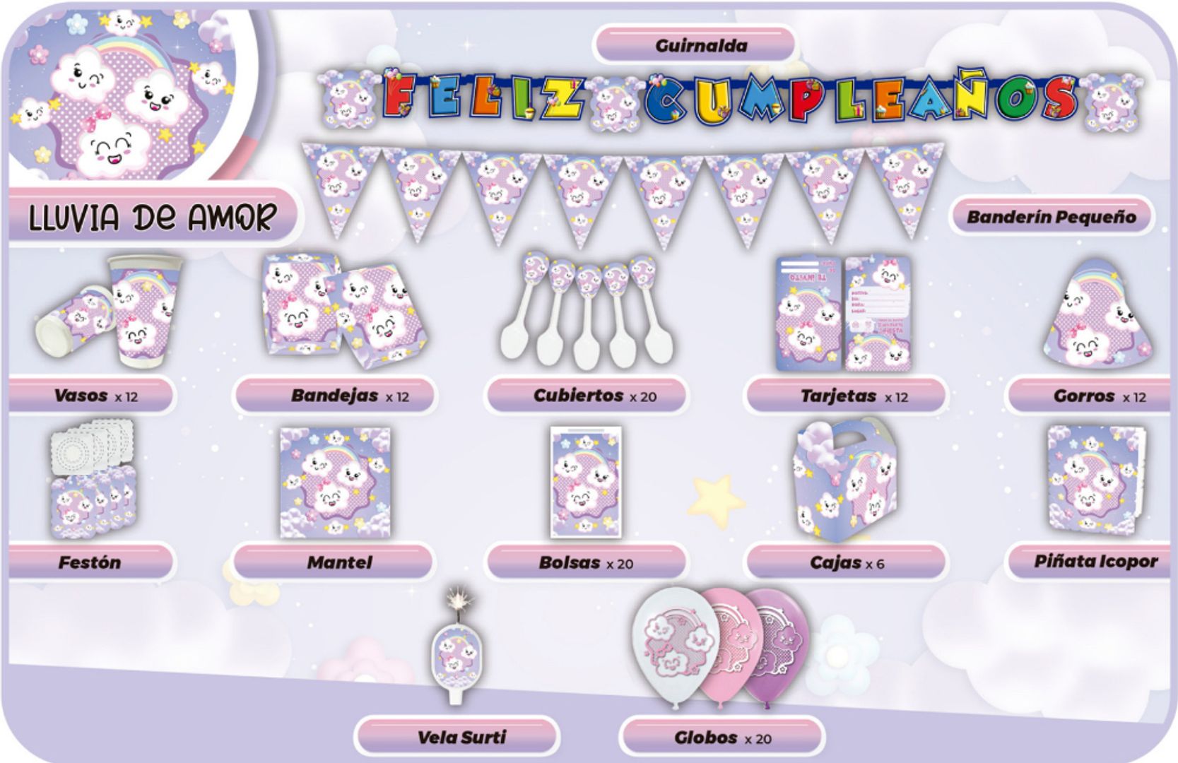 DECORACIÓN LLUVIA DE AMOR ( NUBES ) 