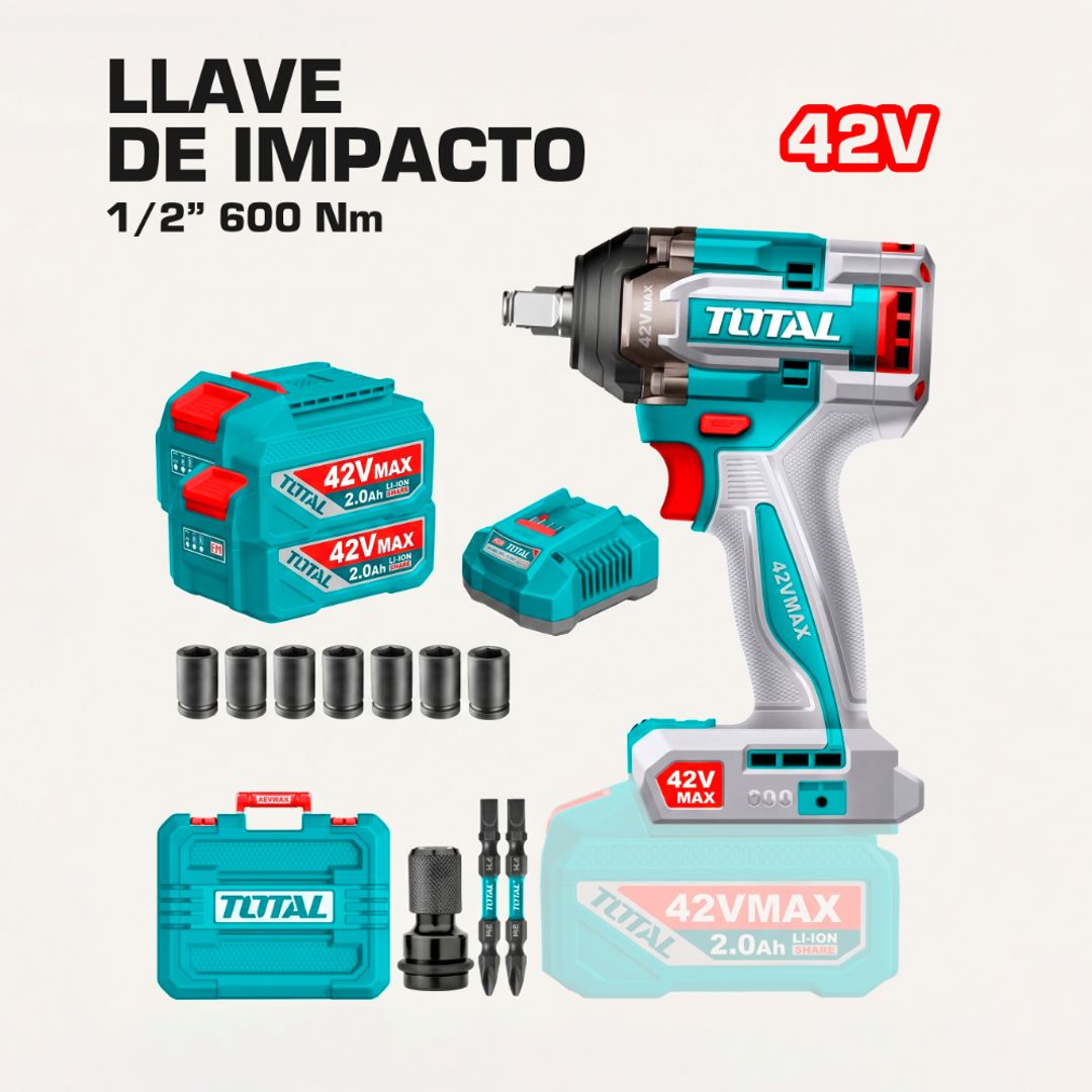 LLAVE DE IMPACTO INALAMBRICO 42V 1/2" 600NM