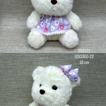 Imagen del producto OSA CON VESTIDO Y MOÑO LILA 18 CM