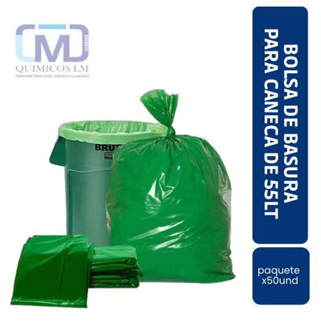 BOLSA DE BASURA/55LT/VERDE/PAQUETE 50 UND