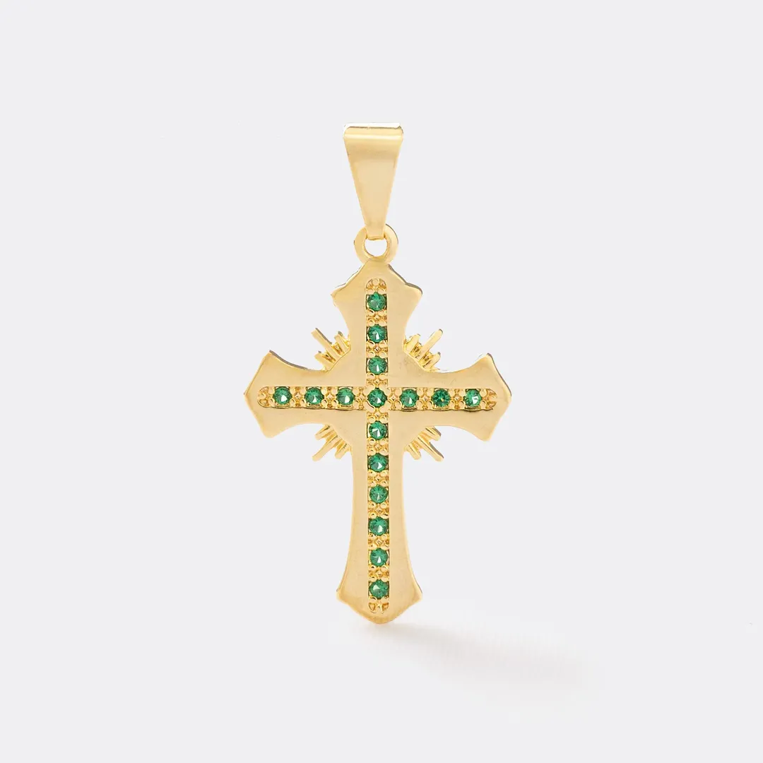 Dije Cruz Sagrada Circonias Verde