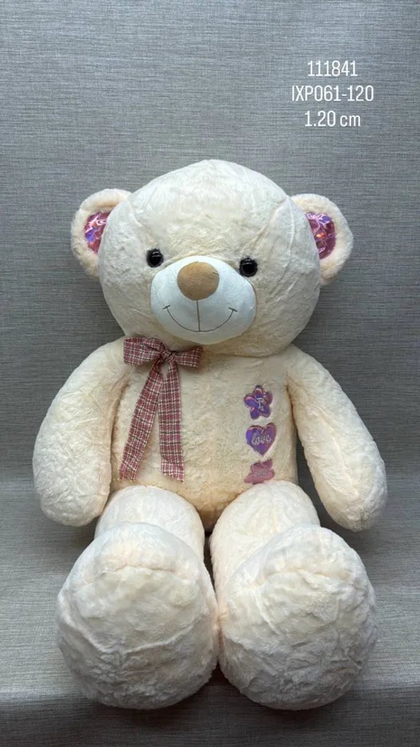 OSO CLARO PATAS LARGAS BORDADO CON MOÑO DE 1.20 CM 