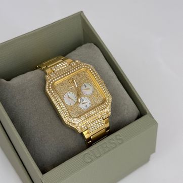 RELOJ GUESS ORIGINAL COLOR DORADO RECUBIERTO EN PIEDRERIA  - imagen 1