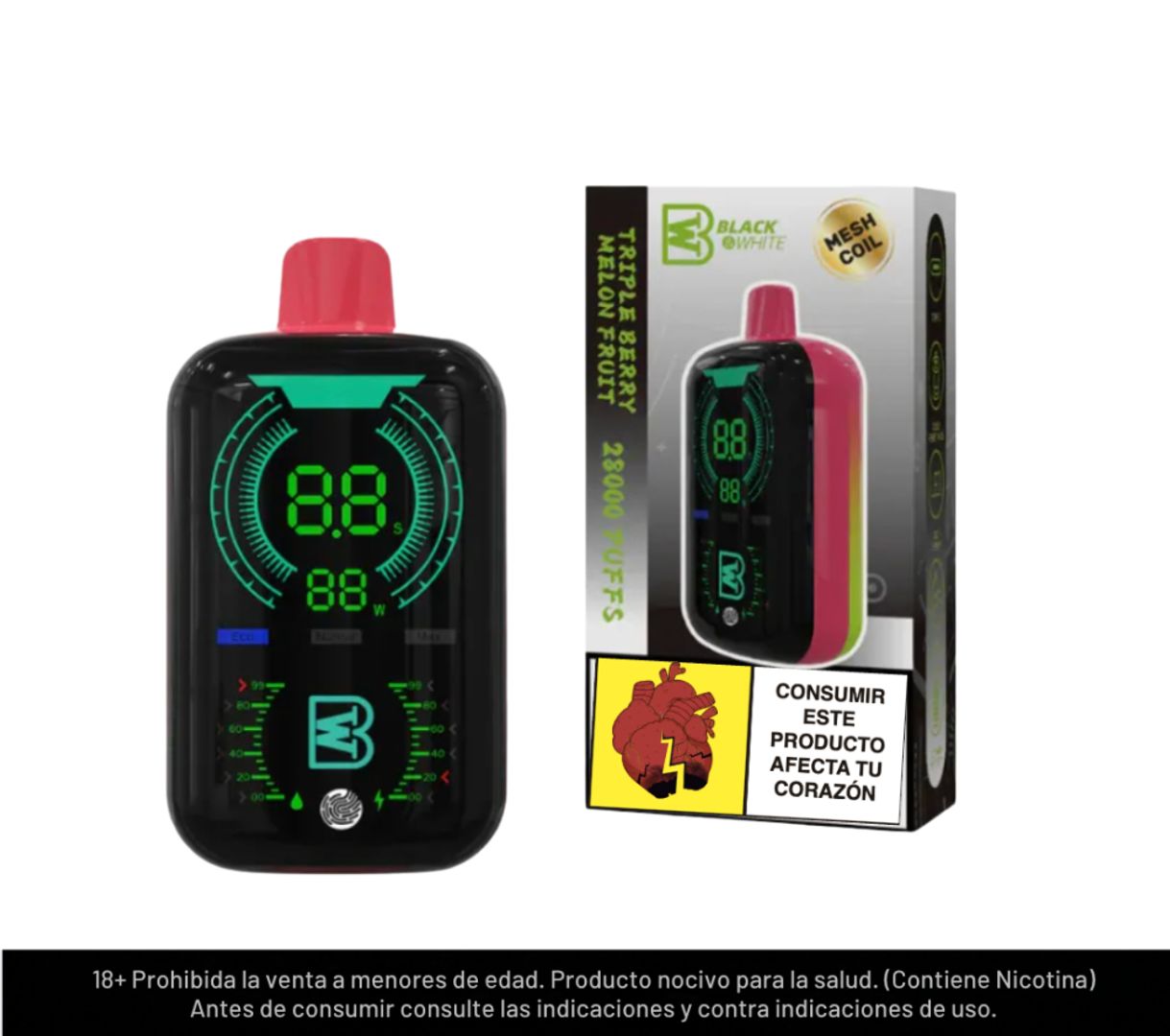 Black And White Triple Berry Melon Fruit 28.000 Puffs